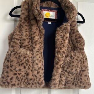 Girls Mini Boden Faux Fur Vest Size 6-7y